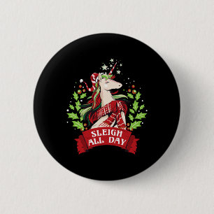 Chapa Redonda De 5 Cm Navidades de Sleigh All Day Cute Santa Unicorn