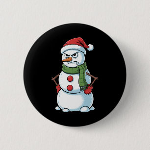 Chapa Redonda De 5 Cm Navidades De Snowman Enfadados Con Santa Hat