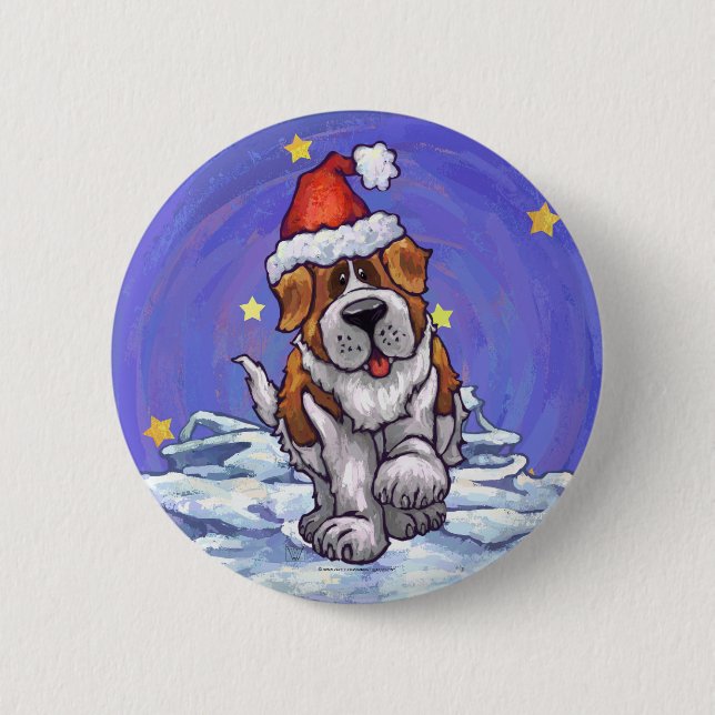 Chapa Redonda De 5 Cm Navidades de St. Bernard (Anverso)