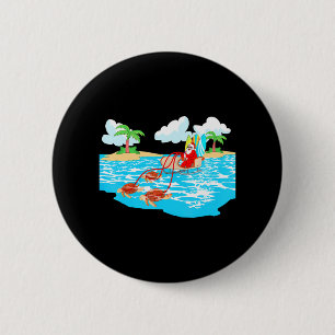 Chapa Redonda De 5 Cm Navidades de surf de Sea Turtle Sleigh Santa Beach