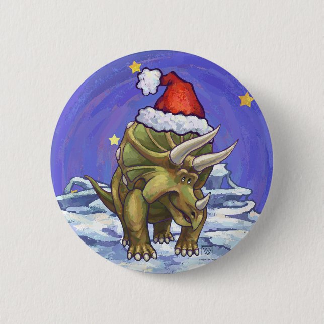 Chapa Redonda De 5 Cm Navidades de Triceratops (Anverso)