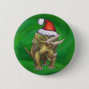 Chapa Redonda De 5 Cm Navidades de Triceratops Green