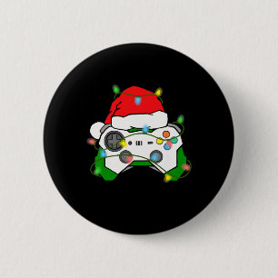 Chapa Redonda De 5 Cm Navidades de videojuegos Gaming Santa Hat Control
