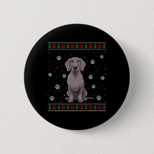 Chapa Redonda De 5 Cm Navidades de Weimaraner Sweater Xmas Mascota Anima