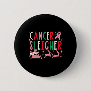 Chapa Redonda De 5 Cm Navidades del cáncer Pink Ribbon Santa Sleigh Rein
