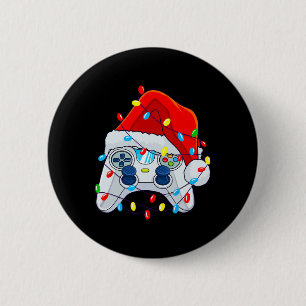Chapa Redonda De 5 Cm Navidades del controlador de juegos Santa Hat Game