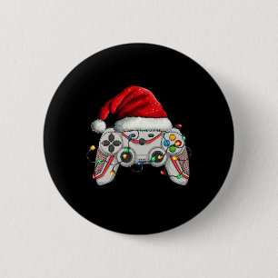Chapa Redonda De 5 Cm Navidades del controlador de videojuegos Santa Hat