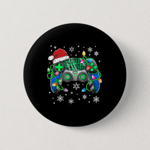 Chapa Redonda De 5 Cm Navidades del controlador de videojuegos Santa Hat