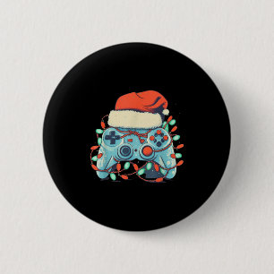 Chapa Redonda De 5 Cm Navidades del controlador de videojuegos Santa Hat
