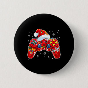 Chapa Redonda De 5 Cm Navidades del controlador de videojuegos Santa Hat