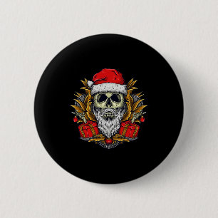 Chapa Redonda De 5 Cm Navidades del cráneo de Santa Cruz de Pajama Guay 