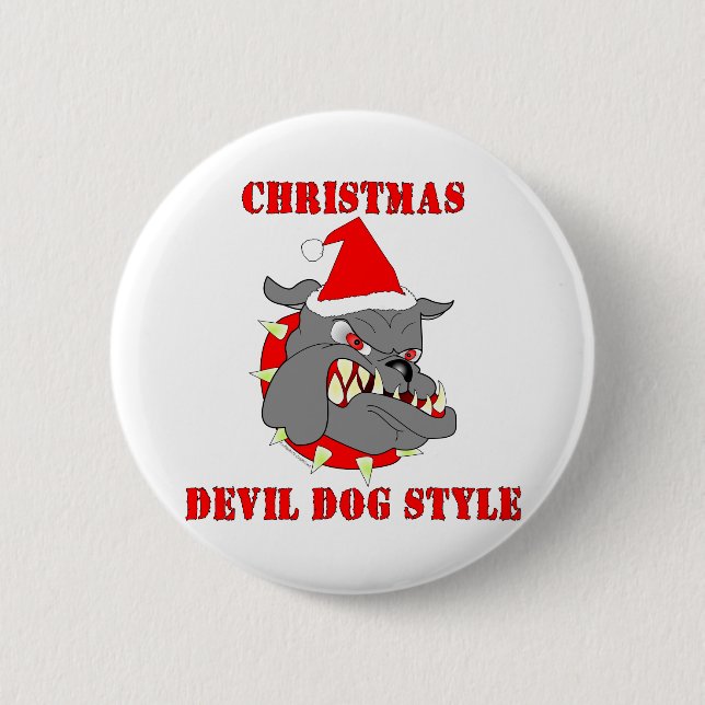 Chapa Redonda De 5 Cm Navidades del Cuerpo de Marines estilo Perro Diabl (Anverso)