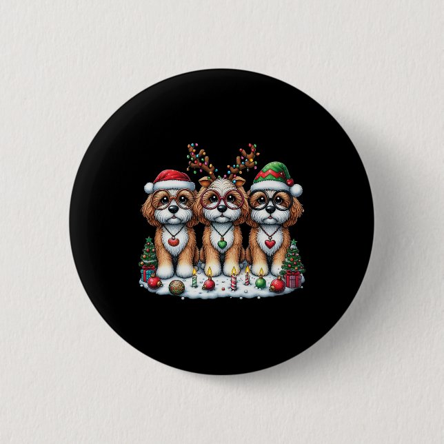 Chapa Redonda De 5 Cm Navidades del Elf Apoo del reno de Santa Cura (Anverso)