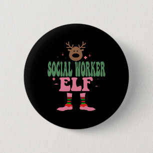 Chapa Redonda De 5 Cm Navidades del grupo familiar Elf Xmas, trabajador 