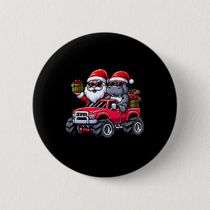Chapa Redonda De 5 Cm Navidades del Monstruo de Santa Hippopótamo