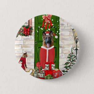 Chapa Redonda De 5 Cm Navidades del Pastor Alemán