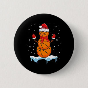 Chapa Redonda De 5 Cm Navidades divertidos Baloncesto Santa Snowman