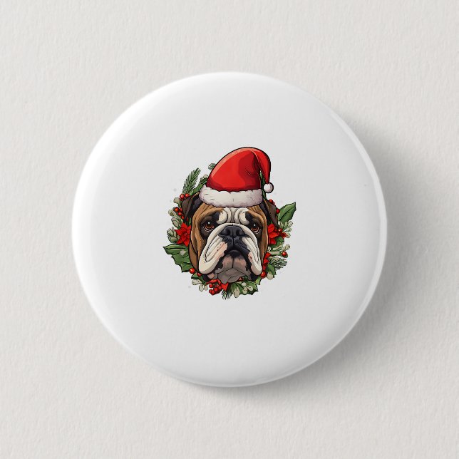 Chapa Redonda De 5 Cm Navidades divertidos Bulldog inglés (Anverso)