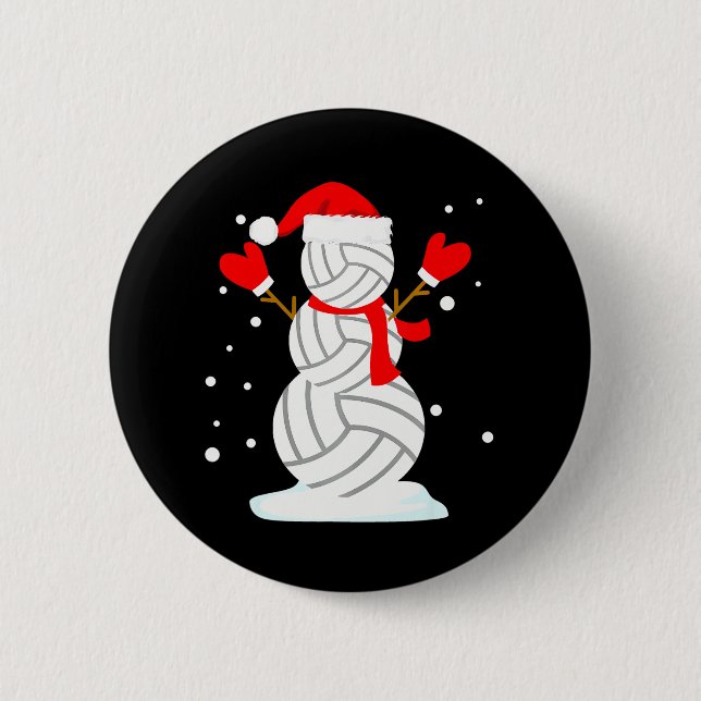 Chapa Redonda De 5 Cm Navidades divertidos de voleibol Snowman (Anverso)