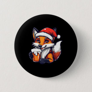 Chapa Redonda De 5 Cm Navidades divertidos Fox con Beer Comic