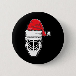 Chapa Redonda De 5 Cm Navidades divertidos hockey Goalie Mask Santa Hat