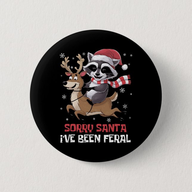 Chapa Redonda De 5 Cm Navidades divertidos Raccoon Meme Lo siento Santa  (Anverso)