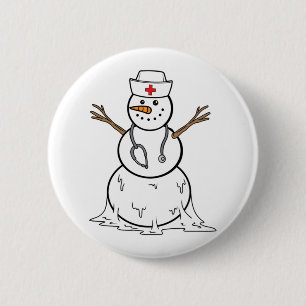 Chapa Redonda De 5 Cm Navidades divertidos Snowman Enfermera Enfermería