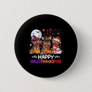Chapa Redonda De 5 Cm Navidades Dog de Yorkshire Felices Hallothankmas g