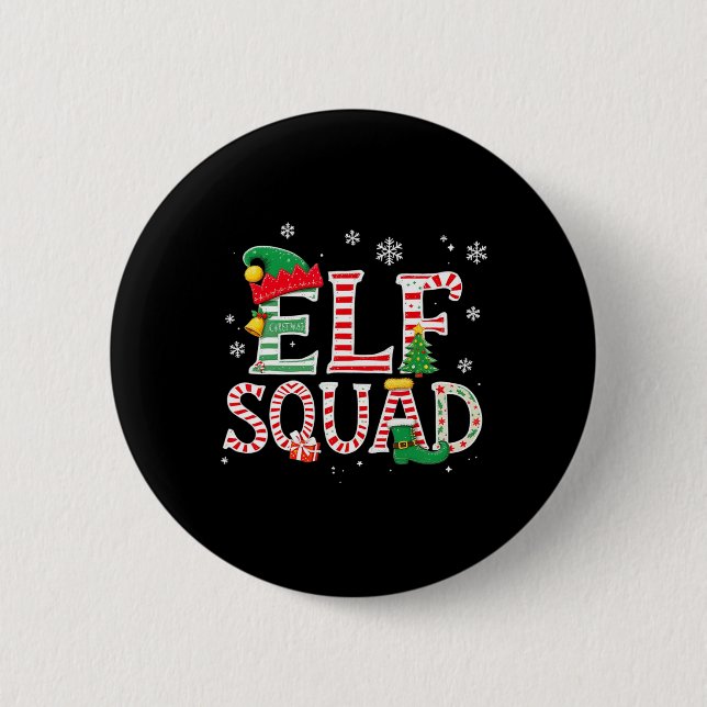 Chapa Redonda De 5 Cm Navidades Elf Squad Familia Pareja A Niños Pajamas (Anverso)