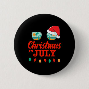 Chapa Redonda De 5 Cm Navidades En Julio Con Sungles Santa Hat Para El S