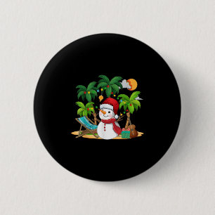 Chapa Redonda De 5 Cm Navidades En Julio Snowman En Palm Tree Tropical B
