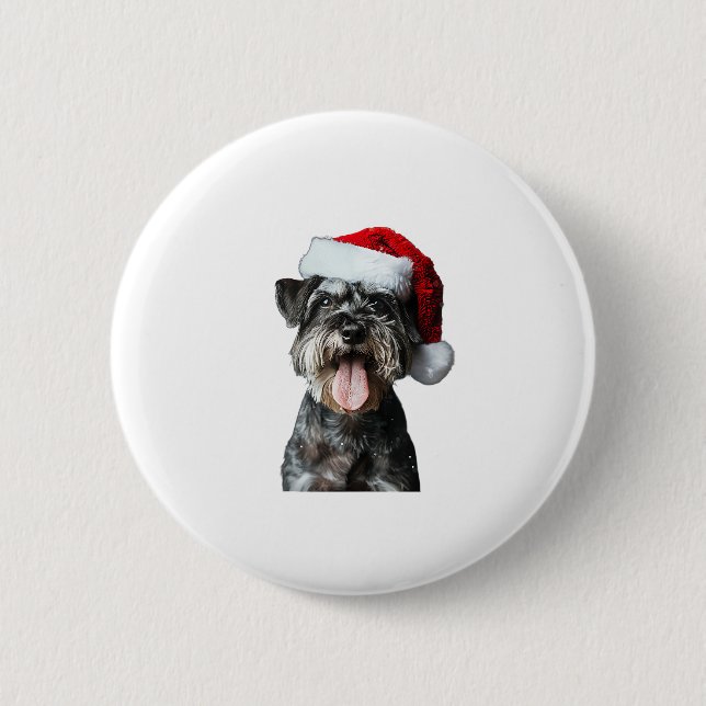 Chapa Redonda De 5 Cm Navidades en miniatura de Schnauzer (Anverso)