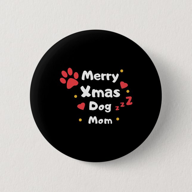 Chapa Redonda De 5 Cm Navidades encantadores Perro Mamá (Anverso)