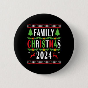 Chapa Redonda De 5 Cm Navidades familiares 2024 Divertido árbol de navid