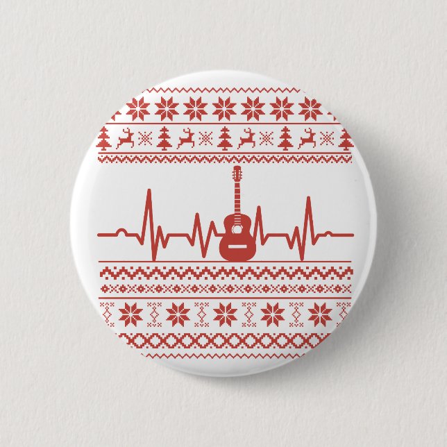 Chapa Redonda De 5 Cm navidades feos sudan guitarra acústica (Anverso)