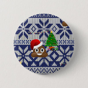 Chapa Redonda De 5 Cm navidades feos suéter poop emoji