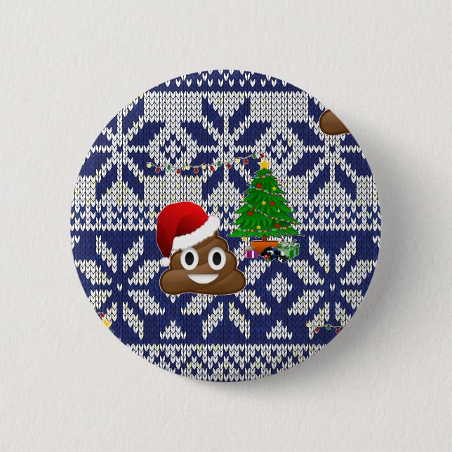 Chapa Redonda De 5 Cm navidades feos suéter poop emoji (Anverso)