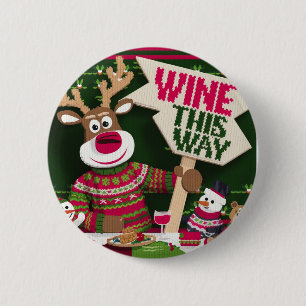 Chapa Redonda De 5 Cm Navidades feos suéter reno y amigos