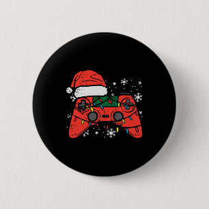 Chapa Redonda De 5 Cm Navidades Gamer Controller Xmas Niños Jóvenes Me
