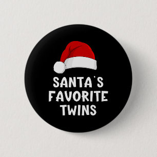 Chapa Redonda De 5 Cm Navidades Gemelos favoritos de Santa Claus gracios