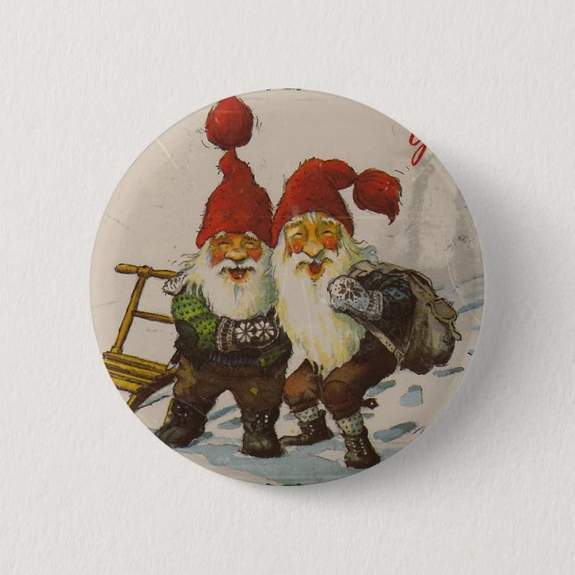 Chapa Redonda De 5 Cm Navidades Gnome Friends (Anverso)