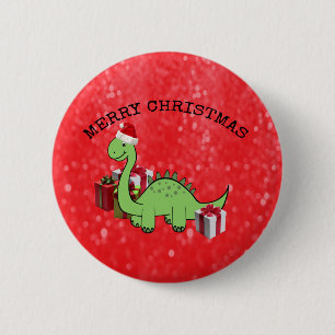 Chapa Redonda De 5 Cm Navidades graciosos de Santa dinosauria