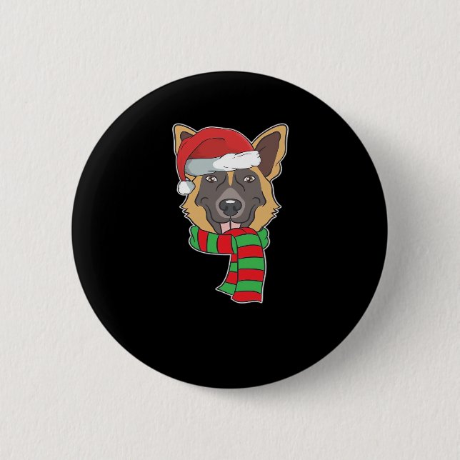 Chapa Redonda De 5 Cm Navidades graciosos Perro Navidad Santa German She (Anverso)