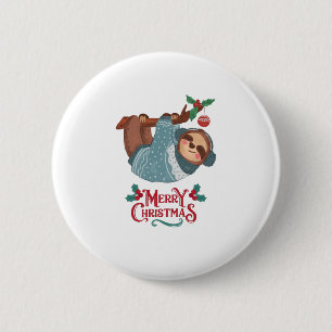 Chapa Redonda De 5 Cm ¡navidades Graciosos Sloth!