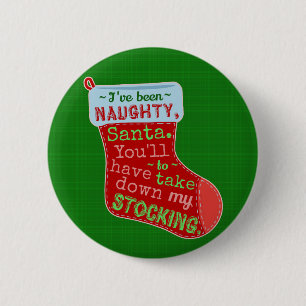 Chapa Redonda De 5 Cm Navidades graciosos, travieso Santa Claus, Chiste