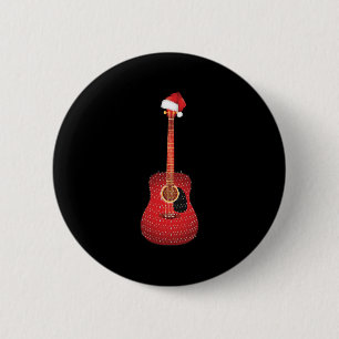 Chapa Redonda De 5 Cm Navidades Guitar santa hat