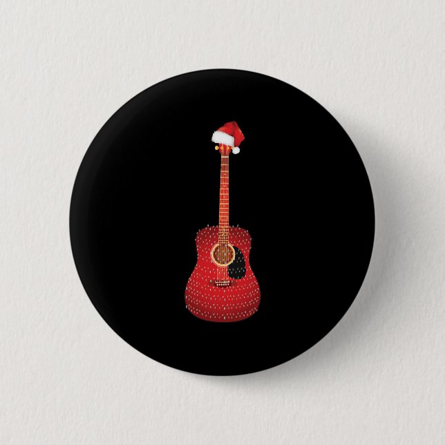 Chapa Redonda De 5 Cm Navidades Guitar santa hat (Anverso)