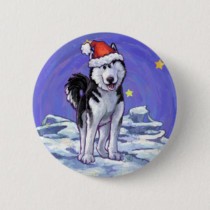 Chapa Redonda De 5 Cm Navidades Husky