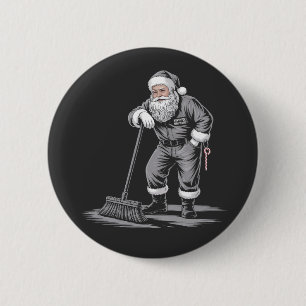 Chapa Redonda De 5 Cm Navidades Janitor Santa Xmas Limpieza