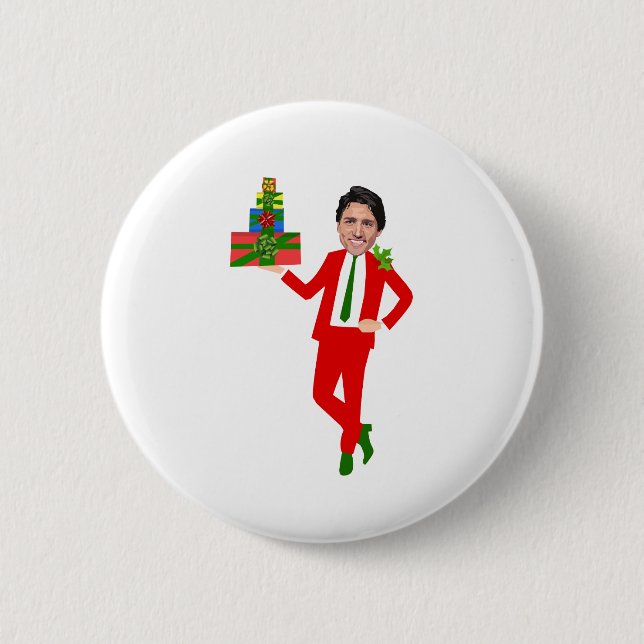 Chapa Redonda De 5 Cm navidades justin trudeau (Anverso)